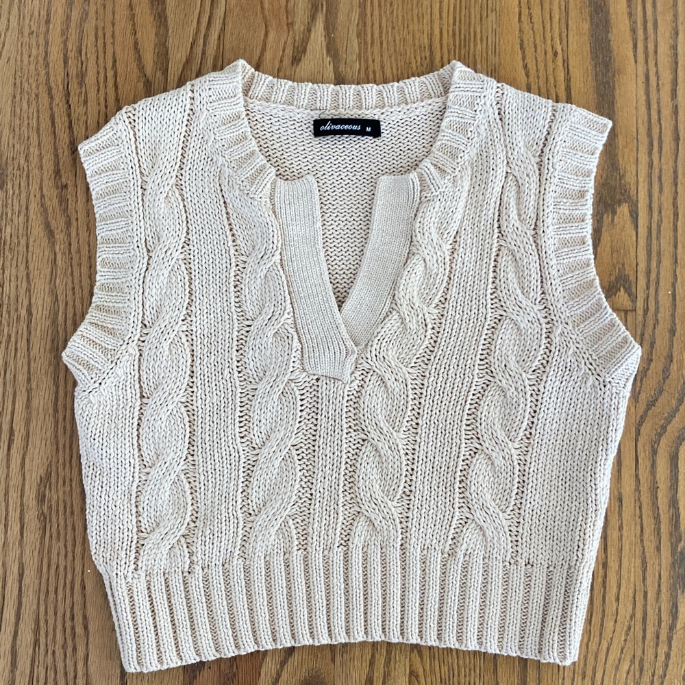 Olivaceous Cable-knit Sweater Vest